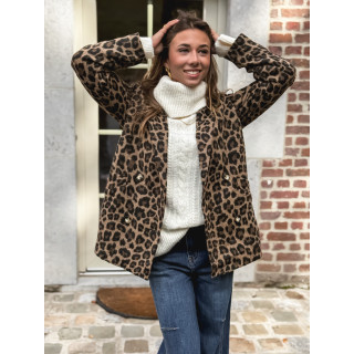 Manteau léopard Nila - Camel/Noir