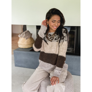 Pull léopard Panthéa - Beige/Chocolat