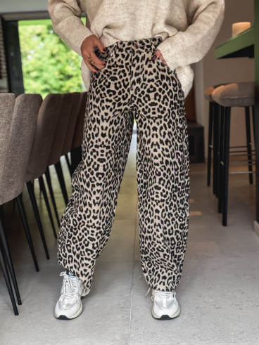 Pantalon léopard Zulema - Beige/Noir