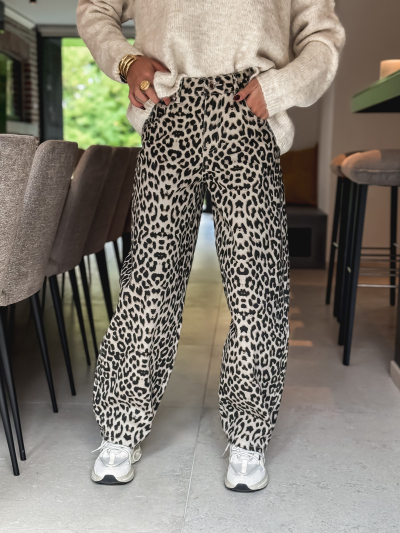 Pantalon léopard Zulema - Beige/Noir