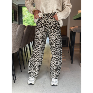 Pantalon léopard Zulema - Beige/Noir