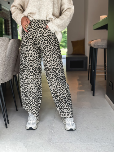 Pantalon léopard Zulema - Beige/Noir