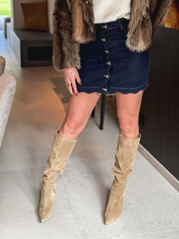 Jupe courte en jeans Loula - Bleu foncé
