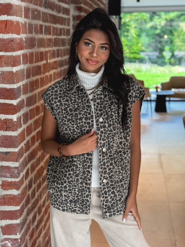 Veste léopard Wanda - Beige/Noir
