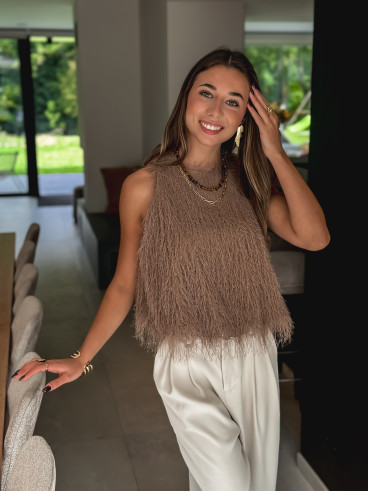 Blouse sans manches Zayna - Taupe