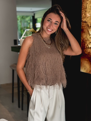 Blouse sans manches Zayna - Taupe