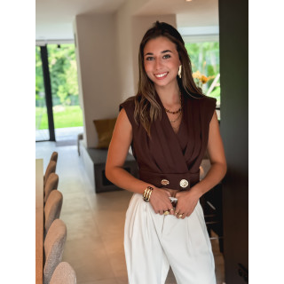 Blouse sans manches Lysiane - Chocolat