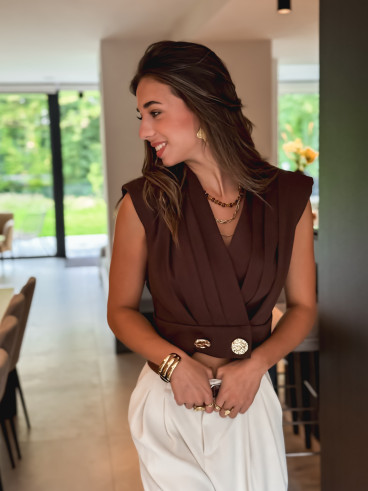 Blouse sans manches Lysiane - Chocolat