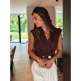 Blouse sans manches Lysiane - Chocolat