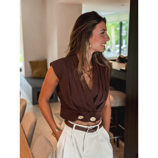 Blouse sans manches Lysiane - Chocolat