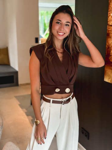 Blouse sans manches Lysiane - Chocolat
