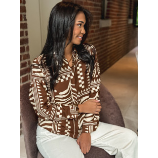 Chemise à motifs Tamina - Chocolat/Crème