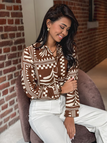 Chemise à motifs Tamina - Chocolat/Crème
