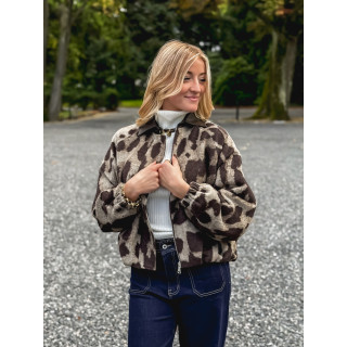 Veste léopard Louella - Chocolat/Beige