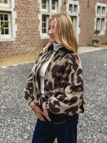 Veste léopard Louella - Chocolat/Beige