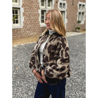 Veste léopard Louella - Chocolat/Beige