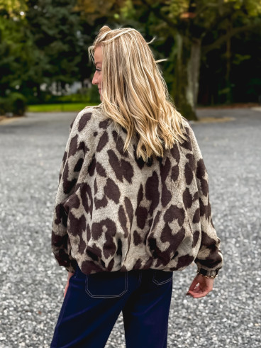 Veste léopard Louella - Chocolat/Beige