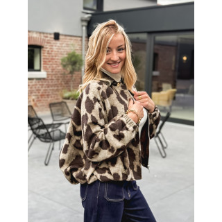 Veste léopard Louella - Chocolat/Beige