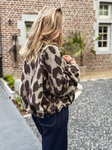 Veste léopard Louella - Chocolat/Beige