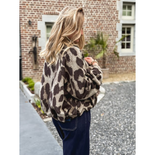 Veste léopard Louella - Chocolat/Beige