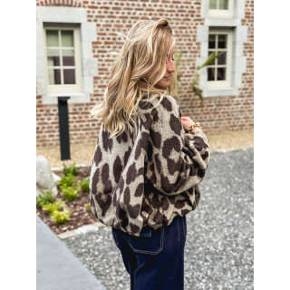 Veste léopard Louella - Chocolat/Beige