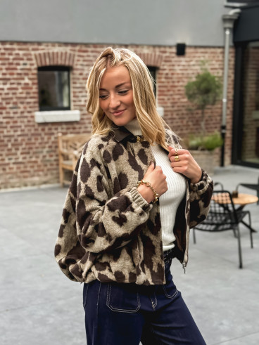 Veste léopard Louella - Chocolat/Beige