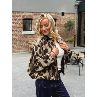 Veste léopard Louella - Chocolat/Beige