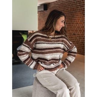 Pull ligné Mélinéa - Chocolat/Beige