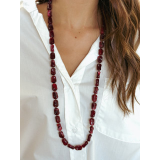 Collier long Lucie - Doré/Bordeaux