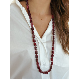 Collier long Lucie - Doré/Bordeaux