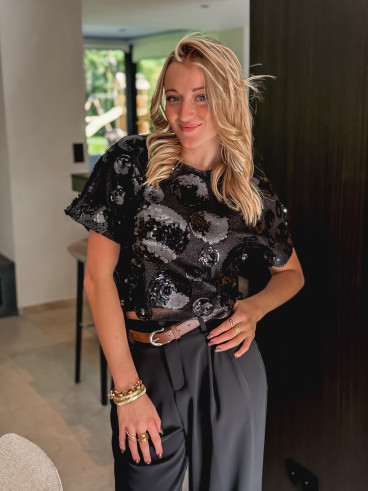 Blouse à sequins Flaminia - Noir