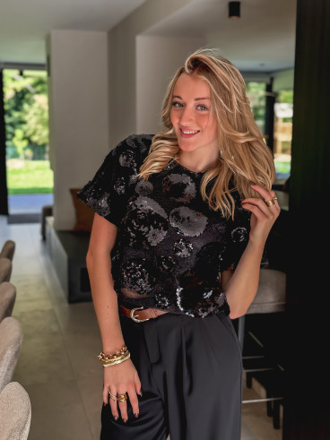 Blouse à sequins Flaminia - Noir