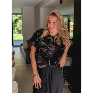 Blouse à sequins Flaminia - Noir