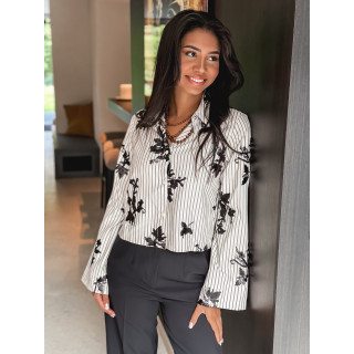 Chemise à motifs Maylee - Beige/Noir
