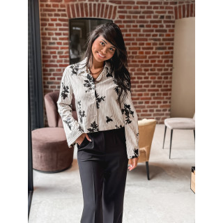 Chemise à motifs Maylee - Beige/Noir