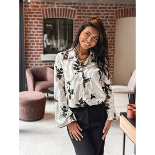 Chemise à motifs Maylee - Beige/Noir