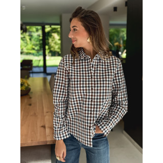 Chemise à carreaux Maélya - Bleu marine/Chocolat