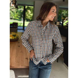 Chemise à carreaux Maélya - Bleu marine/Chocolat
