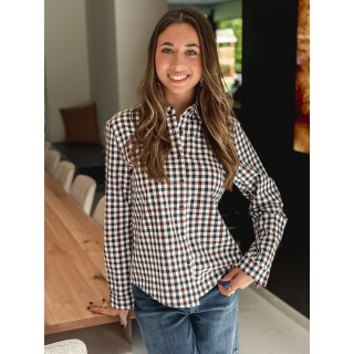 Chemise à carreaux Maélya - Bleu marine/Chocolat