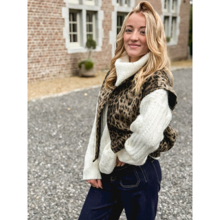 Gilet sans manches Léopard Faustina - Beige/Noir
