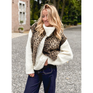 Gilet sans manches Léopard Faustina - Beige/Noir
