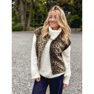 Gilet sans manches Léopard Faustina - Beige/Noir
