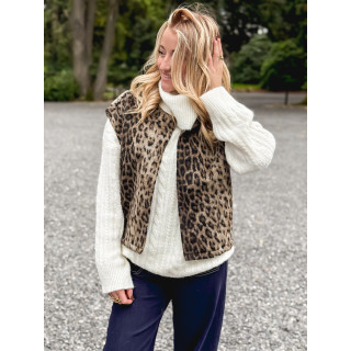 Gilet sans manches Léopard Faustina - Beige/Noir
