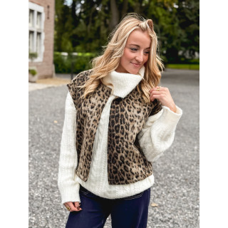 Gilet sans manches Léopard Faustina - Beige/Noir