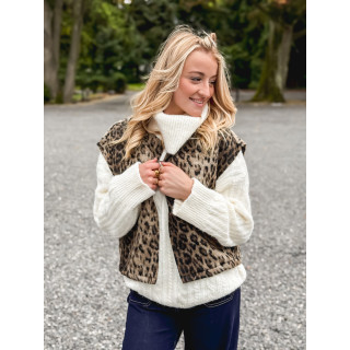 Gilet sans manches Léopard Faustina - Beige/Noir