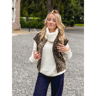 Gilet sans manches Léopard Faustina - Beige/Noir