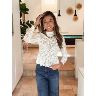 Blouse en dentelle Floréna - Ecru