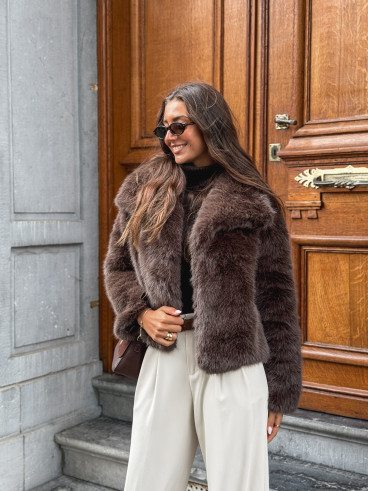 Veste en fausse fourrure Régina - Chocolat