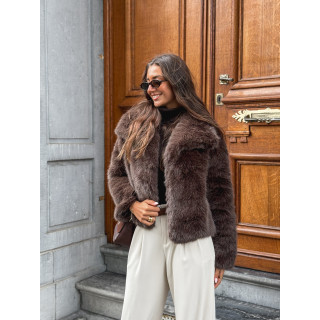 Veste en fausse fourrure Régina - Chocolat