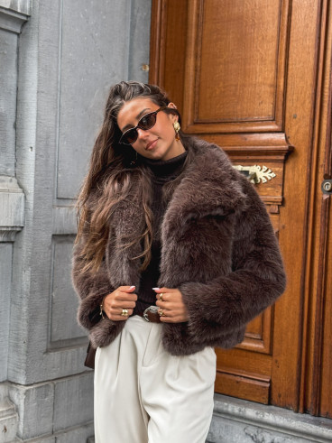 Veste en fausse fourrure Régina - Chocolat